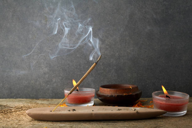 incense stick and smoke from incense burning. aromatherapy